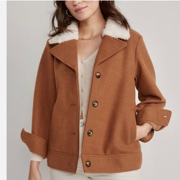 NWOT OLD NAVY Soft-Brushed Sherpa-Trim Jacket for Women - Picture 2 of 8